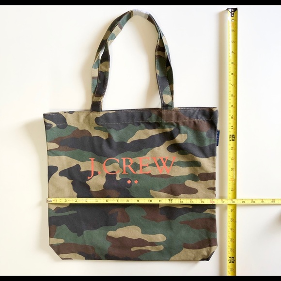 J. Crew Camouflage Logo Cotton Everyday Tote - Picture 4 of 9